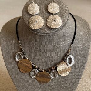 Mixed Metal and Bead Necklace and Earring Set
